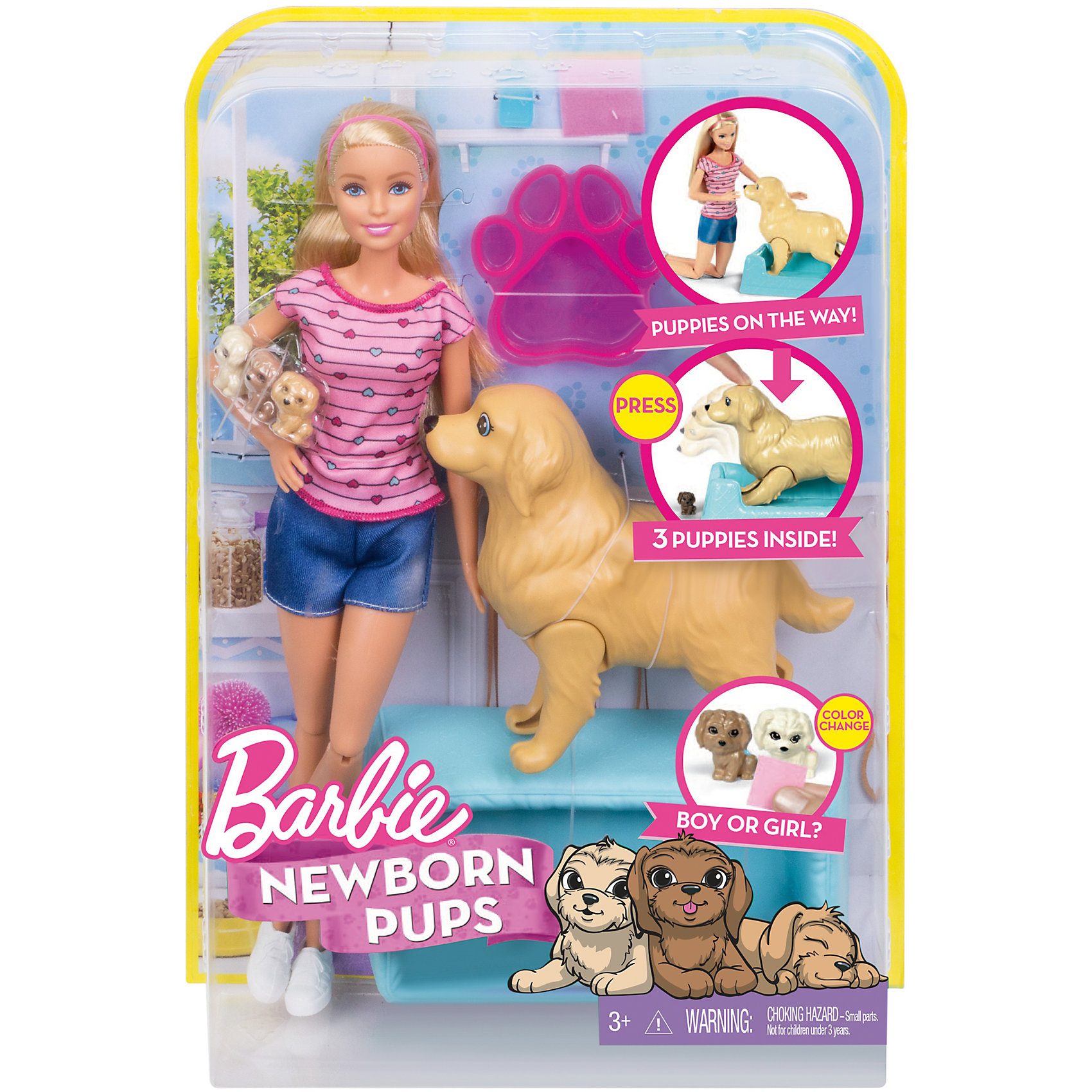Кукла Barbie «Кукла-модель и собака с новорожденными щенками» (FDD43)